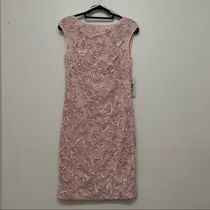 Eliza J NWT Textured shift dress pink wedding boatneck V-back